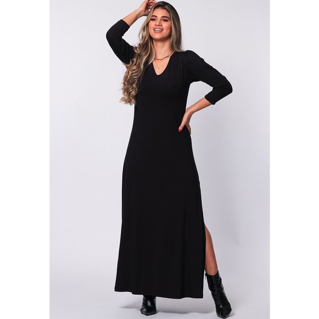 Vestido Longo Fenda B’Bonnie Tiana Preto