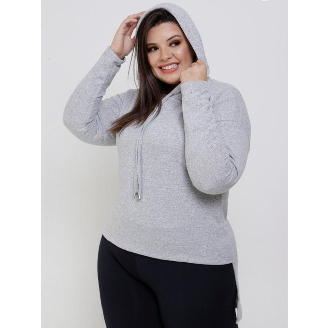 Blusa Mullet Autentique Plus Size Feminina Cinza