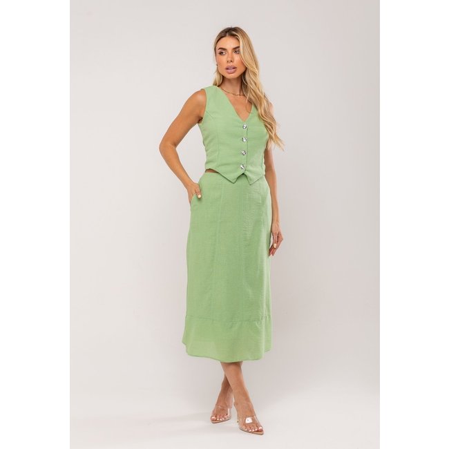 Conjunto Com Colete e Saia Midi Salvatore Verde