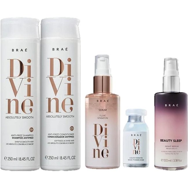 Brae Divine Kit Duo 250ml Serum Plume 60ml Ampola 13ml e Beauty Sleep 100ml