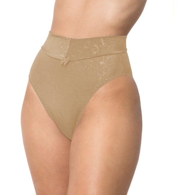 Calça Cós Alto Gabi Lingerie Calcinha Microfibra Confortável Compressão Moda Feminina Elegante Bege