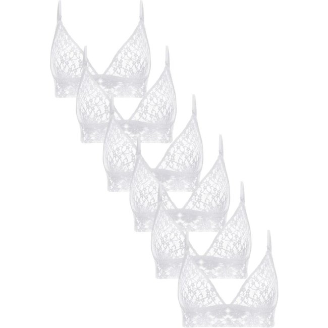 Kit 6 Sutiãs Triângulo Renda Sweet Lace Branco