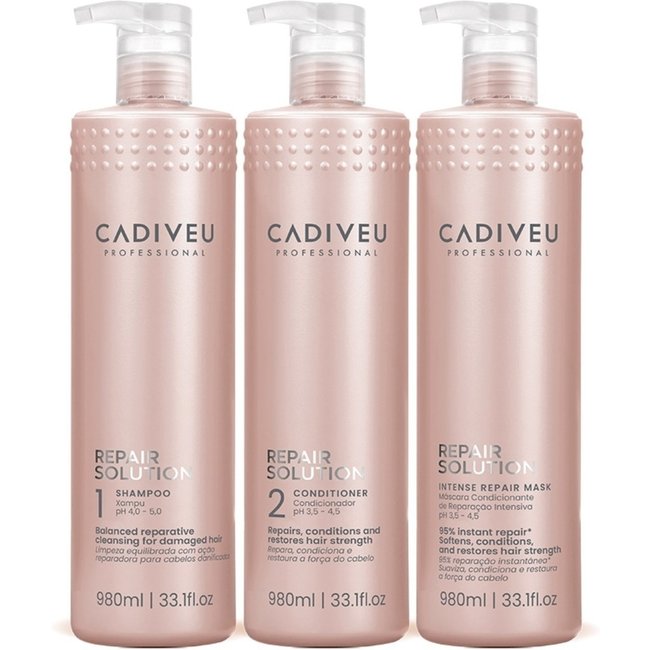 Kit Cadiveu Repair Solution Shampoo Condicionador e Máscara (3 produtos)
