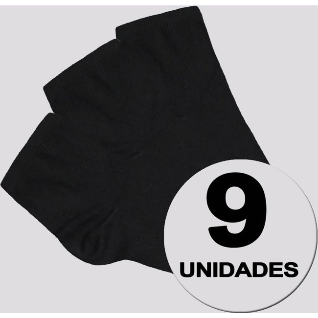 Kit Meia Selene Cano Curto Feminino 9 Pares Preta