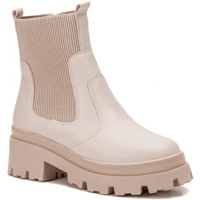 Bota Feminina Tratorada Chelsea Elástico Confortável Moderna Off White 34 Off-white