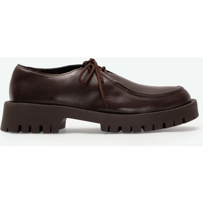 Sapato Oxford Tratorado Salto 3cm Com Cadarço Ponta Redonda Napa Intense Clássico Elegante