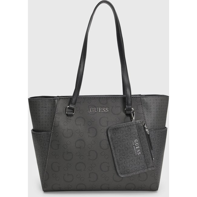 Bolsa Feminina Guess Grande e Porta Moedas Monograma Preta