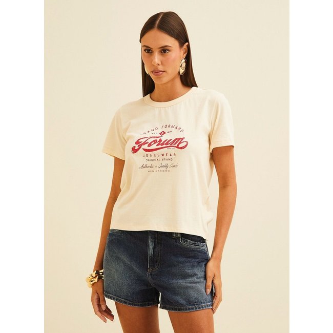 Camiseta Basic Com Estampa Forum Bege Afogato