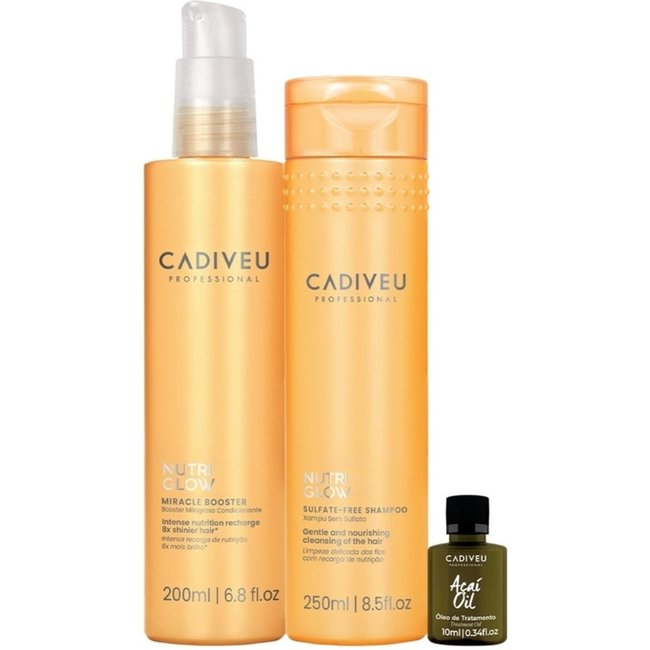 Kit Cadiveu Professional Nutri Glow Shampoo Pré-Shampoo e Açaí Oil (3 produtos)