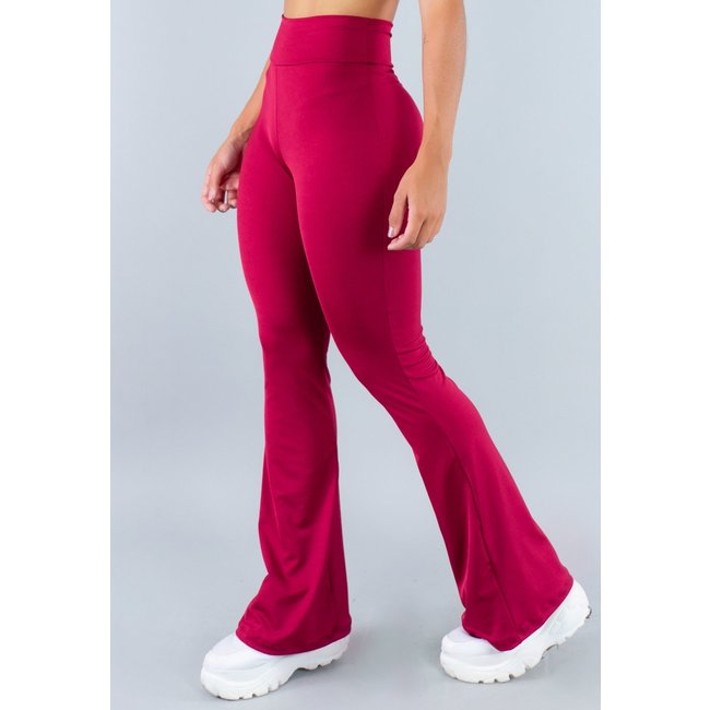 Calça Flare MVB Modas Feminina Pantalona Suplex Lisa Vinho
