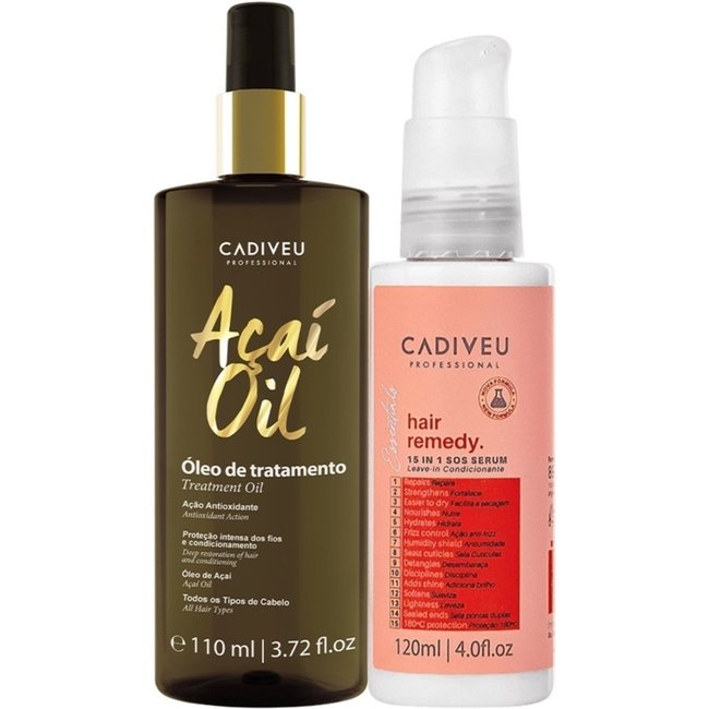 Kit Cadiveu Professional Essentials Hair Remedy Leave-in Sérum e Açaí Oil 110 (2 produtos)