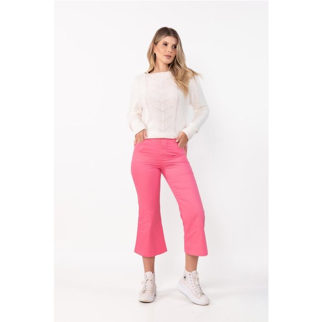 Calca capri sarja cintura alta Rosa