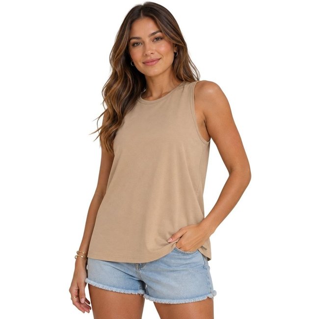 Blusa Regata Básica Feminina Lunender 00594 Bege
