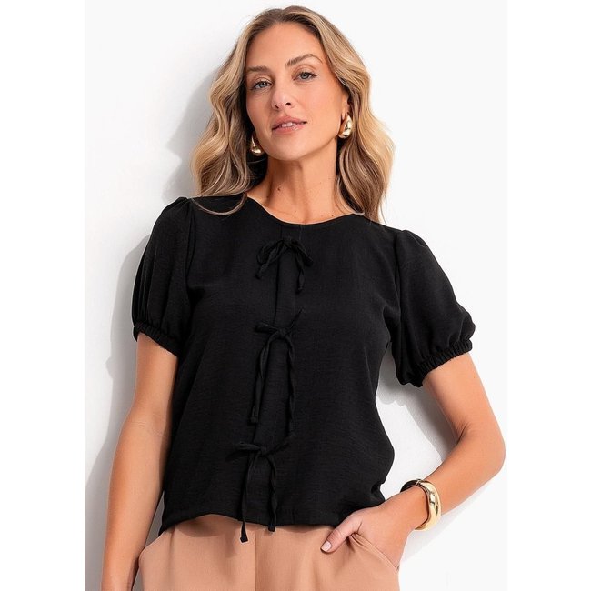 Blusa Em Air Flow. Preta Quintess