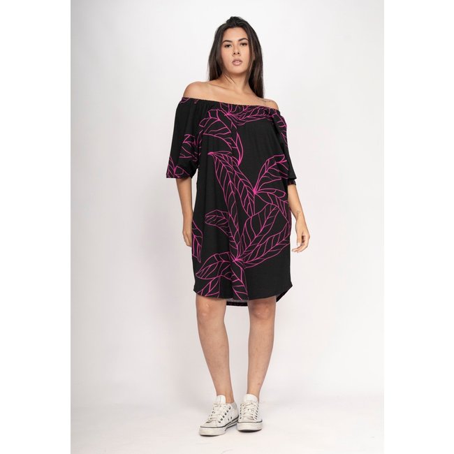 Vestido CabanaFree Curto Malha Ombro a Ombro Mullet Amplo Antúrios Lilás