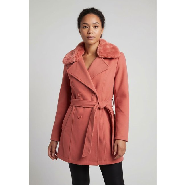 Casaco Feminino Facinelli Gola de Pelo Coral