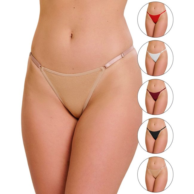 Kit 10 Tangas Gabi Lingerie de Algodão Conforto Moda Sexy Fio Duplo Lingerie Feminina com Regulagem Multicolorido