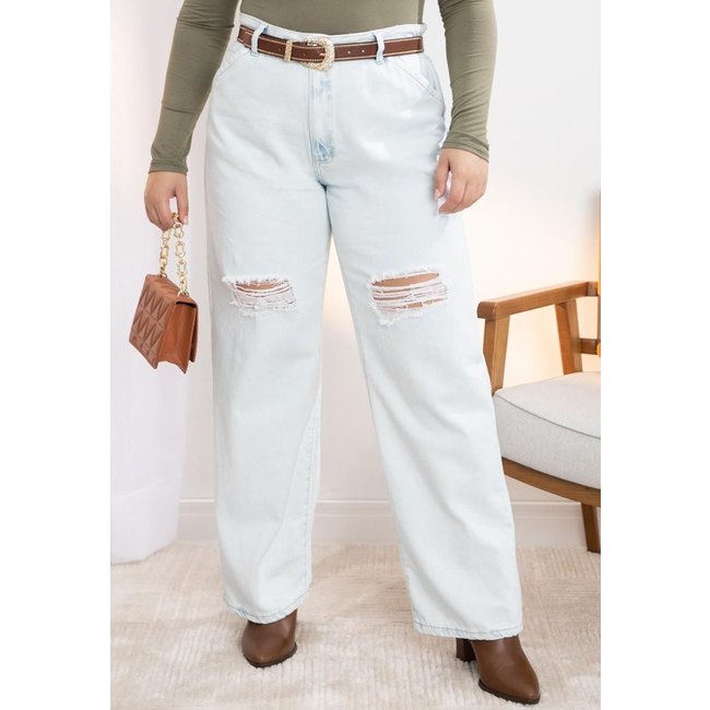Calça Com Rasgados Azul Quintess