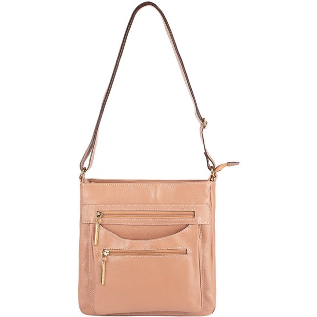 Bolsa tiracolo em couro liso Thais - Bege