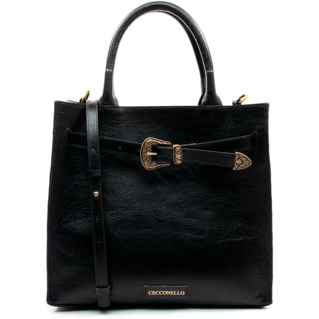 Bolsa Leona Couro Preto Cecconello C2918-4