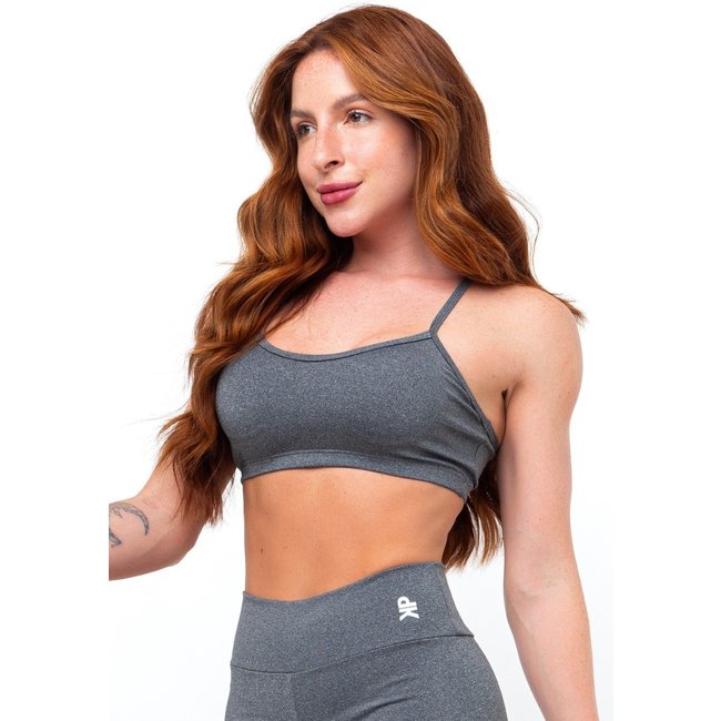 Top Fitness Nadador Alça Sustentação Feminino Academia - Cinza