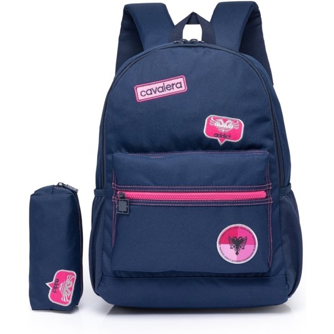 Kit Mochila Escolar Estojo Cavalera Bolsa Resistente Faculdade Espaçosa