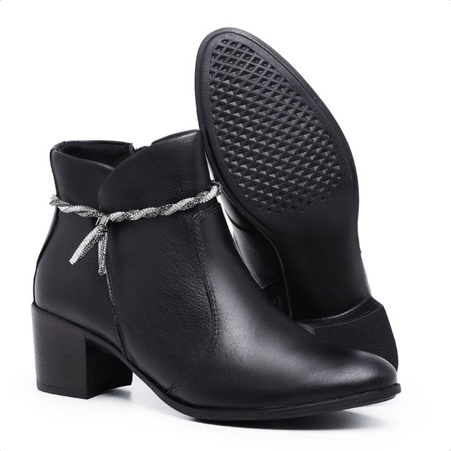 Bota Kauany Bico fino Salto de 4 cm Cano 15 cm Mod.1206 Preto