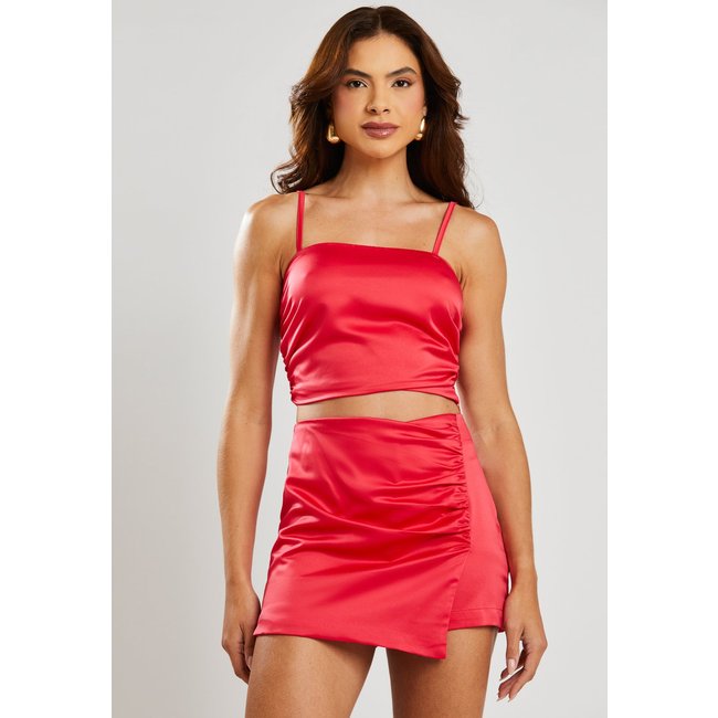 Top Cropped Alcinha Franzido nas Laterais Miss Joy 7398 Vermelho