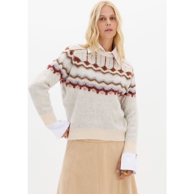 Suéter Feminino Lança Perfume Estampa Geométrica Off-White