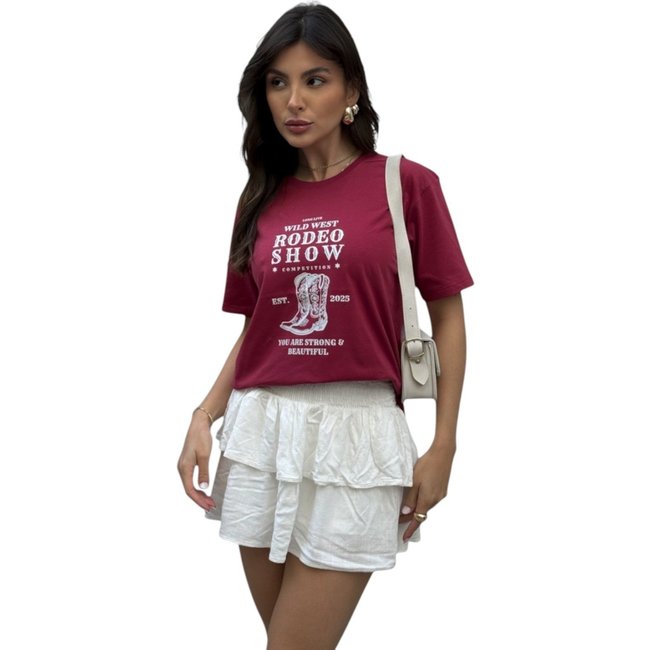 Camiseta Feminina Cianitas Cereja Estampa Rodeo Show