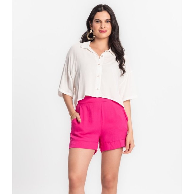 Shorts Feminino Em Viscose Creponada Endless Rosa
