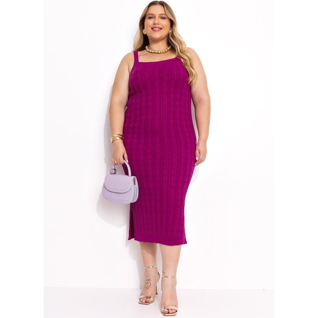 Vestido Em Tricô Fúcsia Marguerite