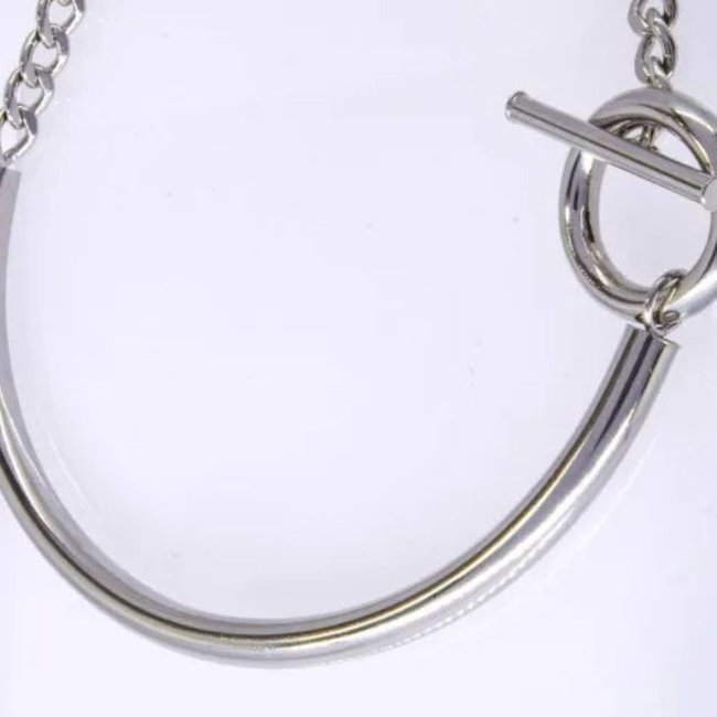 Infantil - Colar Choker Prata Assimétrico Semijoia Banhada a Ródio Branco Ania Store