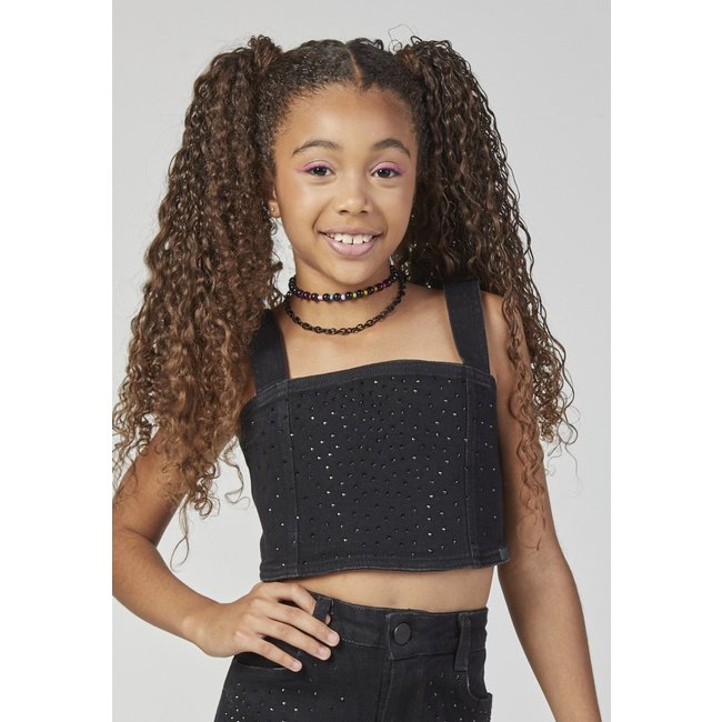 Cropped Preto com Strass Brilho Mylu 10 Preto Bobby Lulu