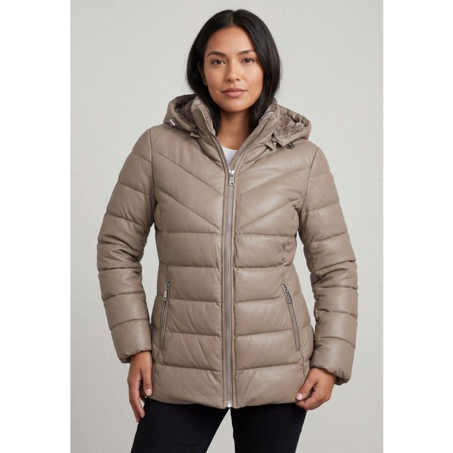 Casaco Feminino Facinelli Matelassê Capuz Bege