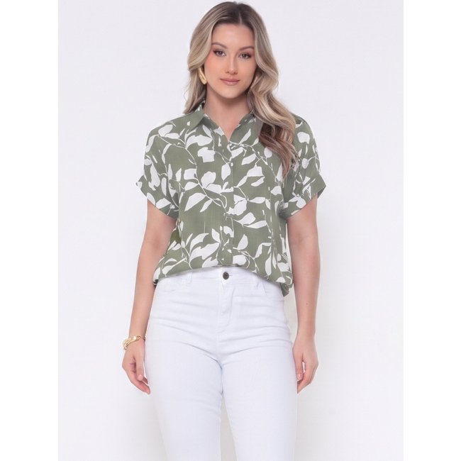 Camisa Intens Manga Curta Viscolinho Verde