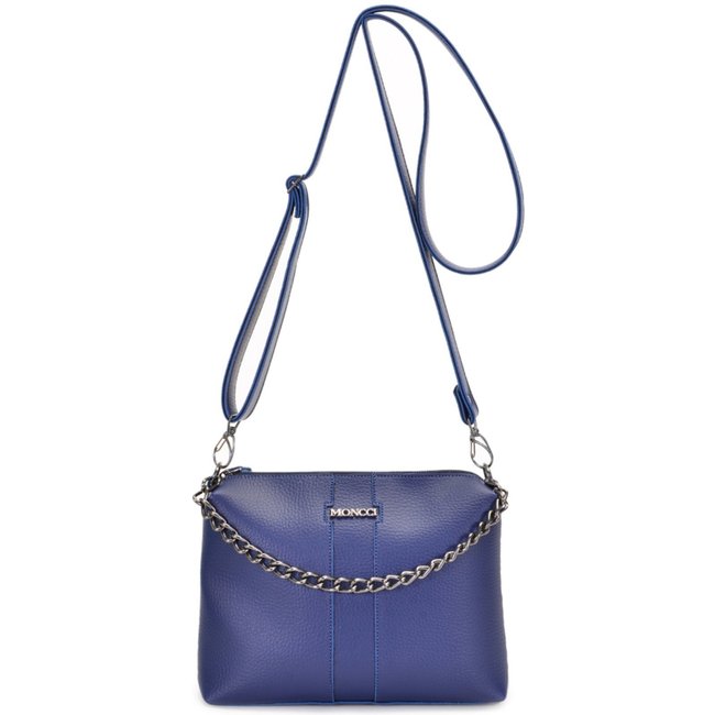 Bolsa Feminina Moncci Londres Pequena Transversal Alça Tiracolo Com Corrente Azul