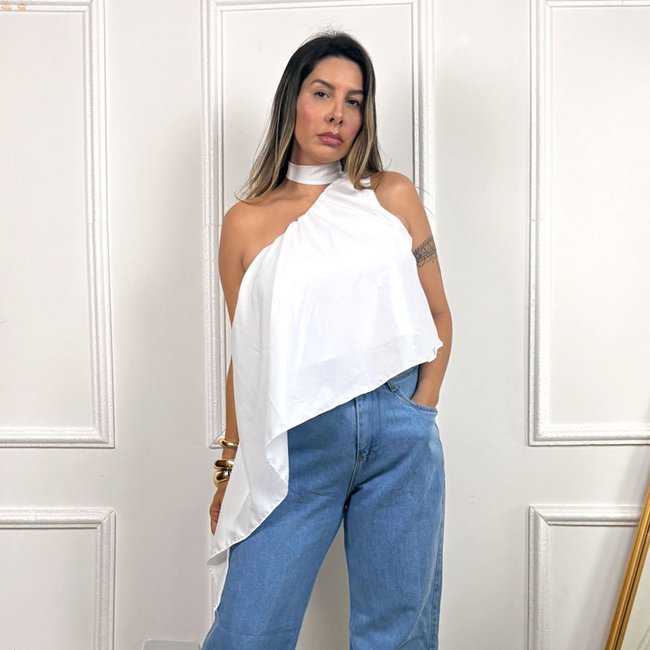 Blusa Branca Ombro a Mostra Feminina - Dress Code