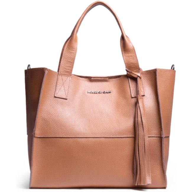 Bolsa Feminina Em Couro Alça De Mão Caramelo Com Roxo "Yana Lobato"""