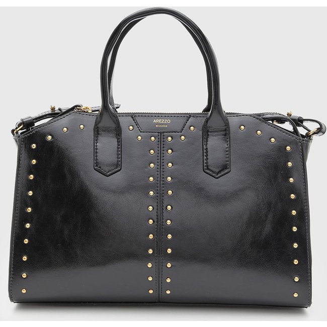 Bolsa Feminina Arezzo Grande Detalhe Tachas Preta