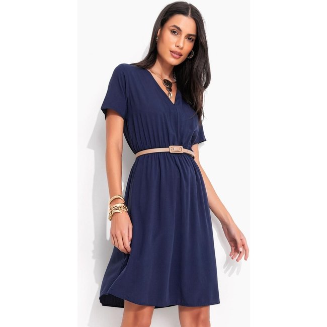 Vestido Viscose Plana Azul Marinho Azul Quintess