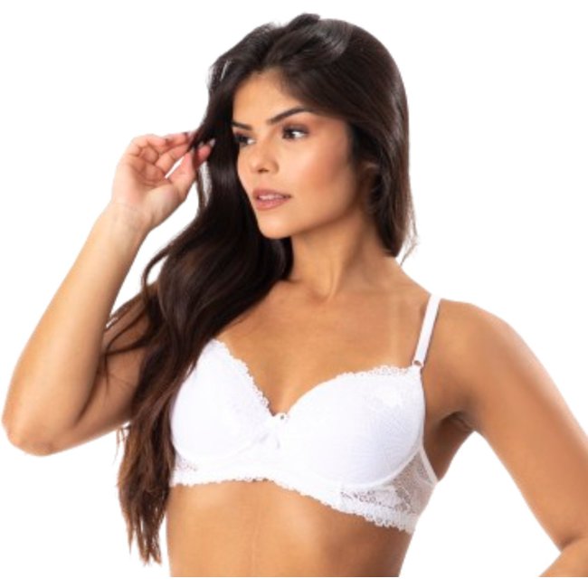 Sutiã Básico Com Bojo Rendado Reflexo íntimo Lingerie Com Aro Alça Ajustável Branco
