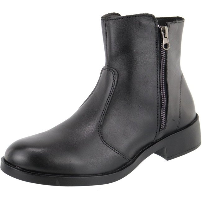 Bota Em Couro Basica Cano Médio Botinha Lisa Coturno Ziper Lateral Calce Facil Agnes Veronez Preto