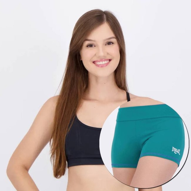 Conjunto Shorts e Top Everlast Basics Feminino Verde e Preto