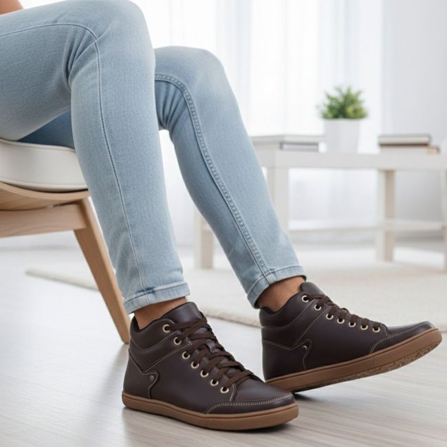 Bota Botinha Feminina Marrom Café Sem Salto Comfort