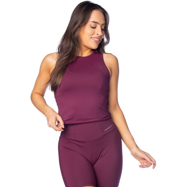 Regata Cropped Feminina Estilo do Corpo Dry Bordô