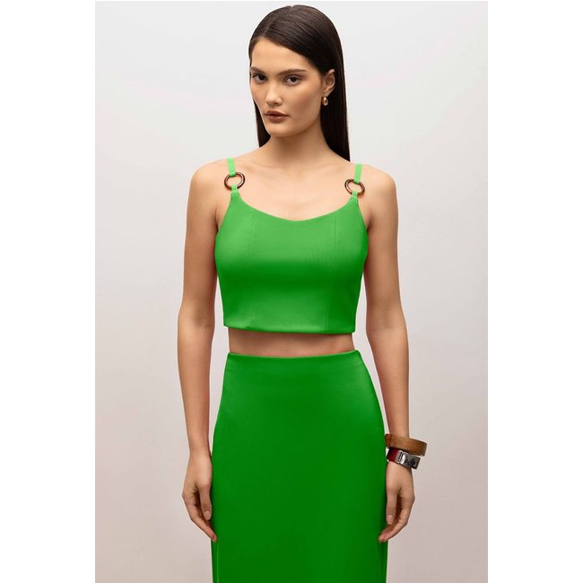 Top Iódice Cropped Alça Detalhe Alça Verde