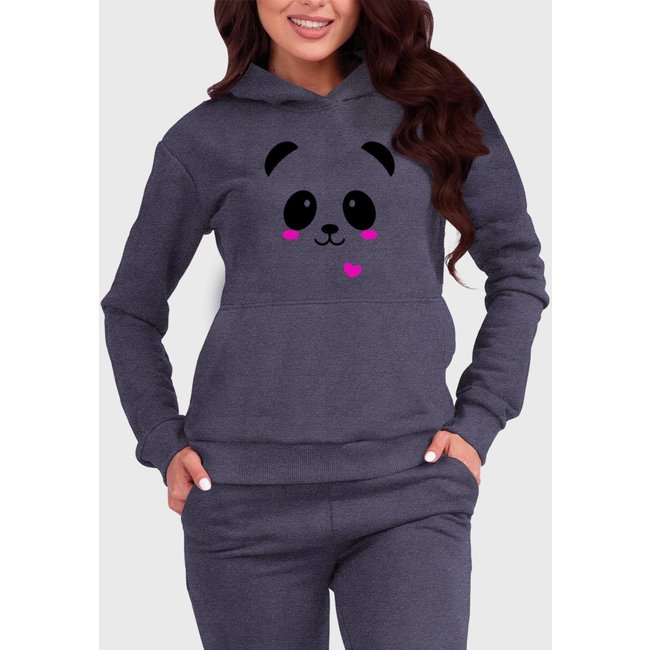 Blusa de Frio Moletom Canguru Flanelado Benellys Panda Chumbo