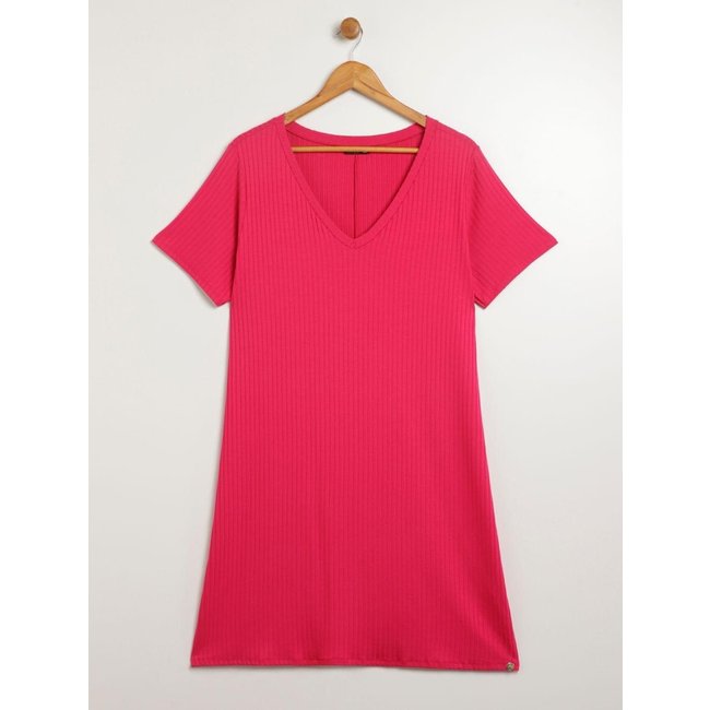 Vestido Canelado Autentique Plus Size Feminino ROSA