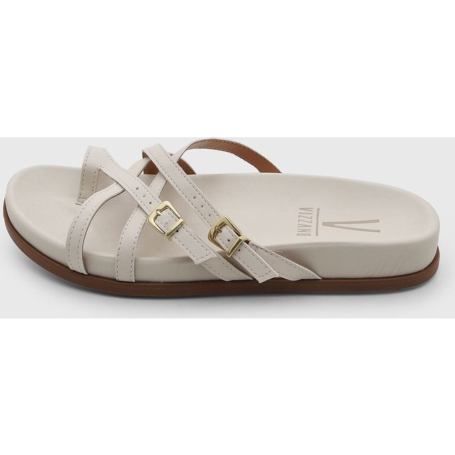 Rasteira Feminina Vizzano Tiras Cruzadas Off-White